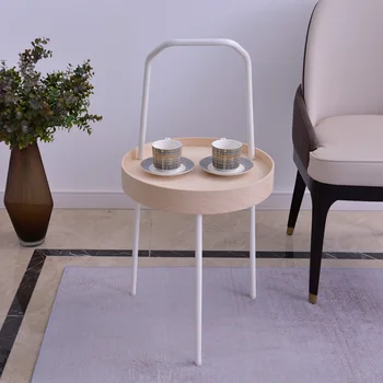 Nešiojamas šoninis kavos staliukas Apvalus arbatos stalas Sofa Kampiniai staliukai Šiaurės šalių namų ūkio daiktadėžė Naktinio staliuko dekoravimas