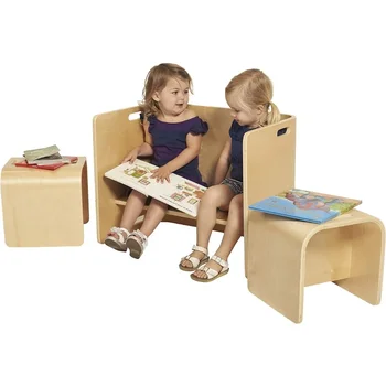Kids Furniture Girl Stalas vaikams Stalai ir komplektai Bentwood daugiafunkcinis stalas ir kėdės komplektas Natūralus 3 dalių krovininis nemokamas vaikas