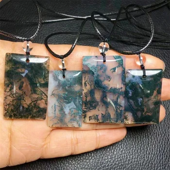 Natūralios samanos agato pakabuko kristalų poliravimas Išskirtiniai mergaičių papuošalai Gydanti Fengshui akmens dovana 1VNT