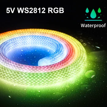 WS2811 WS2812B RGBIC LED audinio neoninės juostelės silikoninis vamzdis Šviesos tinklelio raštas Lankstus LED juostos apšvietimo lynas kambariui DC5V