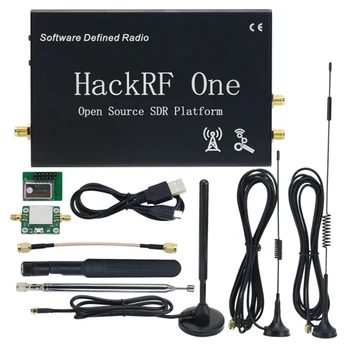 1Mhz-6Ghz Hackrf One R9 V1.7.0 SDR programinei įrangai Apibrėžtas radijo imtuvas Surinktas juodas apvalkalas su LNA antenomis Paprasta naudoti