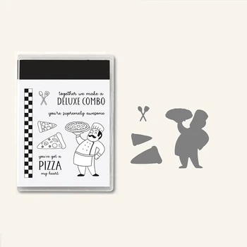 New Arrival Pizza metalo pjovimo štampų rinkiniai ir aiškūs antspaudai 