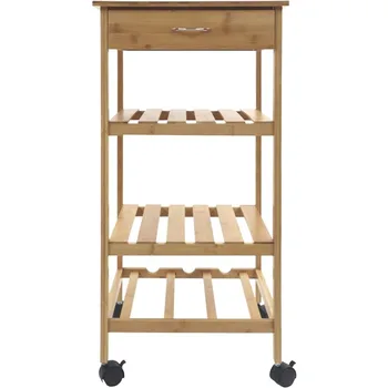 Redmonas nuo 1883 m. Mobilus salos virtuvės krepšelis su stalčiumi, lentynomis ir vyno lentyna, bambukas (5460)