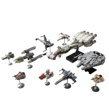 The Rebellioned Building Blocks Set 10-in-1 Armored Transport Transport Loading Spaceship Model with Display Stand