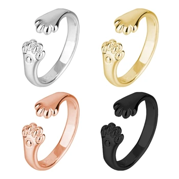 Unikalūs atviri žiedai Stilingi katės letenos pirštų žiedai forma Sąnarių žiedai Papuošalų dovana Womwn paauglių vakarėlio ornamentas 517F