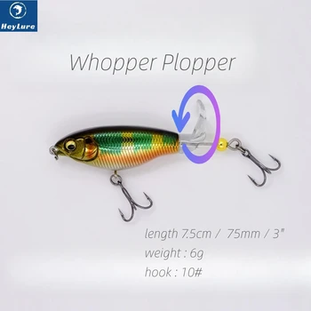 HeyLure Whopper Plopper Hard Lure with Propeller Spin Bait 6g 75mm Popper Jig Wobble žvejybai Shad Pesca