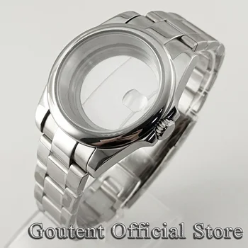 Goutent Sapphire Crystal Silver 39mm vyriško naujo stiliaus laikrodžių dėklas tinka NH34 NH35 NH36 ETA 2824 PT5000 Judėjimas