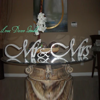 custom Sidabrinis kristalas šviečia ryškiai ponas ir ponia ženklas Vestuvių dovanų laiškai Baltas viršutinis stalo dekoravimas Vestuvių rekvizitai