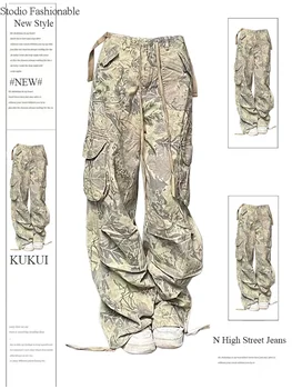 Women Baggy Cargo džinsai Vintage Oversize High Waist Kaubojiškos kelnės Harajuku Plačios džinsinės kelnės 90s Y2k 2000s Trashy Drabužiai 2023