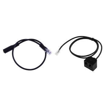 2Pc 3,5 mm stereofoninio garso ausinių į lizdą adapteris & 1x RJ9 4P4C vyriškų ir dviejų vidinių prievadų jungties telefono adapteris
