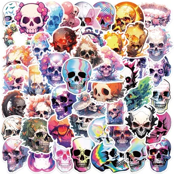 10/50vnt Cool Holographic Laser Gothic Skull Cartoon Lipdukai Decals Riedlentė Nešiojamas kompiuteris Motociklas Automobilis Neperšlampami lipdukai Žaislai