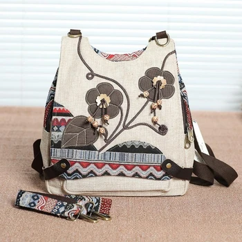 Etninio stiliaus didelės talpos kuprinė, kryžminis krepšys, vieno peties krepšys, kelioninė kuprinė, rankomis austa