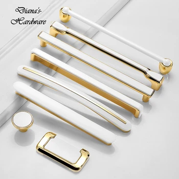 Modernus paprastas auksas Balta spintelė Durų stalčių rankenos Spintos rankenėlės Virtuvės spintelės traukia spintelių rankenas Baldų aparatūra