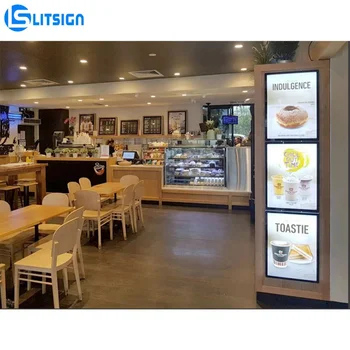 Custom wall mount fast food foninis apšvietimas magnetinis akrilinis skaitmeninis ekranas LED ženklų dėžutės meniu lentos šviesos plakato rėmas restorano adver