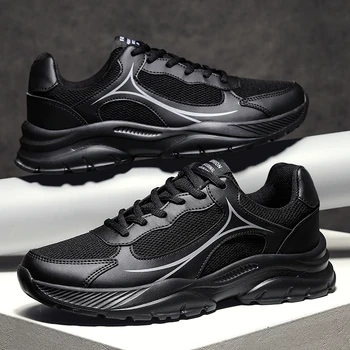 Vasaros juodi lauko bėgimo bateliai Vyrų dydis 46 kvėpuojantys vyriški batai Sportiniai krepšelio sportbačiai Laisvalaikio mada Lengvas vaikščiojimas