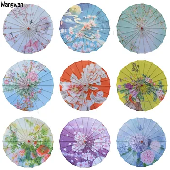 Kinų stiliaus skėtis moterims Didelis skėčių šokis Japonija Dekoratyvinis UV anime Lietaus klasikinis gėlių aliejus Popierius Ombrelle Hanfu 84cm
