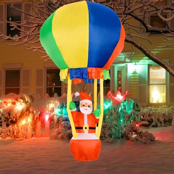 Pripučiamas karšto oro balionas su Santa Cluas Kalėdų lauko dekoravimo LED įžiebia Naujųjų metų vakarėlio kalėdinį šventinį dekorą
