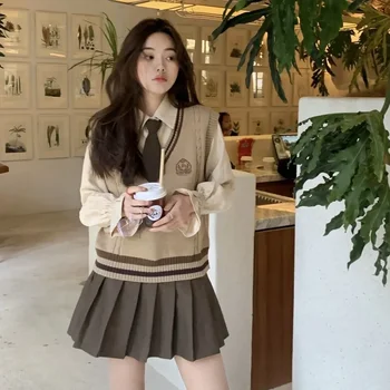 Uniform Shirt Temperament Suit fashion Style Top School Korea College Moteriška liemenė 2023 m. ruduo