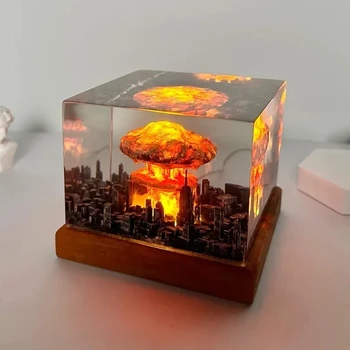 Branduolinio sprogimo bomba Grybų debesų lempa Beliepsnė lempa kiemo svetainės dekorui 3D naktinė šviesa įkraunama