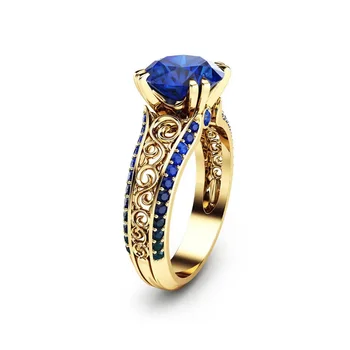 Mėlynas safyro žiedas 14K auksinis pirštas Deimantas Bizuteria Peridotas Anillos De Brangakmenis Ruby 1carat Dainty Cirle žiedai moterims