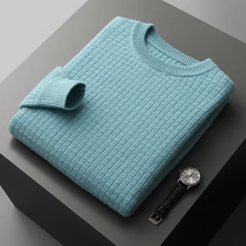 Rudens žiema vyriški 100% vilnos kašmyro megztinis pledas storas megztinis madingi plius dydžio marškiniai verslo laisvalaikio megztiniai apačioje