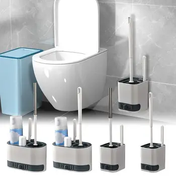 TPR tualeto dubenėlio šepetys su laikikliu Sieninis ergonomiškas tualeto šveitiklis namų buto vietai taupyti valymo priemones
