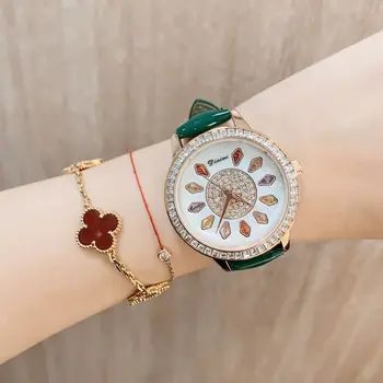 Prabangus spalvingas deimantinis kvarcas Moteriškas laikrodis Vintažinis odinis japoniškas judėjimas Neperšlampamas elegantiškas moteriškas laikrodis Relaxo Femino