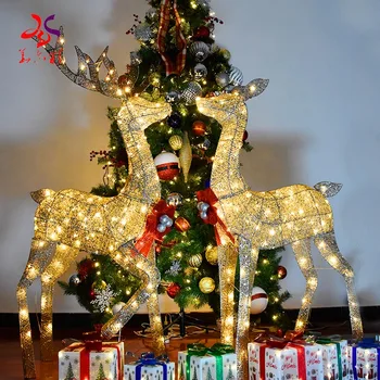 Kalėdų dekoravimo papuošalai 30 40 50 CM Auksinis elnias Briedis Led Šviesa Kalėdų medžio scenos kambarys Namas Navidad Naujųjų metų dekoravimas