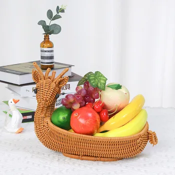Rankomis austas rotango krepšelis audinių laikymo krepšelis vaisių krepšelis Duonos krepšelis Gyvūnų formos krepšelis Vaisių krepšelis virtuvei Oganizer