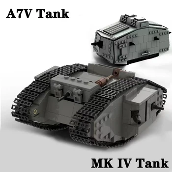 WWI Military Germany A7V Combat Tank MK IV Armor Tank Battle Tanks Bricks WW2 Army Model Building Blocks Set Kids Žaislai Dovanos