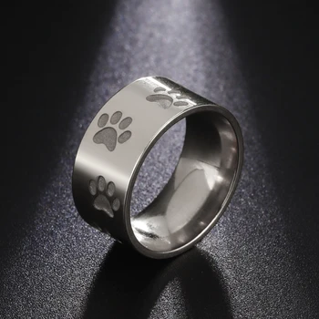 Skyrim Animal Pet Paws Ring Men Women Stainless Steel Dog Cat Bear Footprints Lovers Band Rings Jewelry Valentino dovana Nauja
