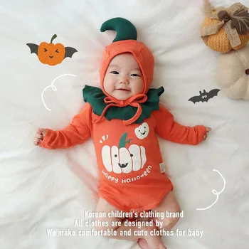Autumn Ins Style One-piece For Baby Girls Halloween Series Pumpkin Toddler Boys Bodysuit baby boy drabužiai nuo 18 iki 24 mėnesių