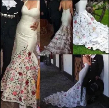 Sexy Embrodidery Undinėlės vestuvinės suknelės moterims Vestuviniai chalatai be nugaros Pagal užsakymą pagamintos vestidos de boda invitada