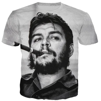 2023 Naujojo pasaulio įžymybė Che Guevara 3D spausdinti marškinėliai Juokingi anime animaciniai filmai Cigaro rūkymo dizainas Tshirt Vyrai Moterys Gatvės drabužių viršūnės