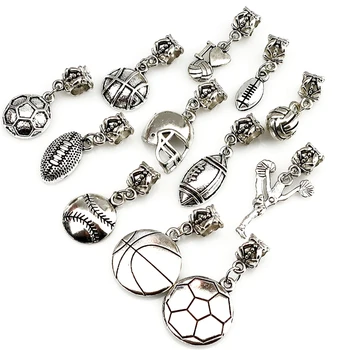New Mix 12vnt Vintage Charms Sports Soccer Ball European Bead Charm tinka apyrankėms Vėrinys Pasidaryk pats metalinių papuošalų gamyba
