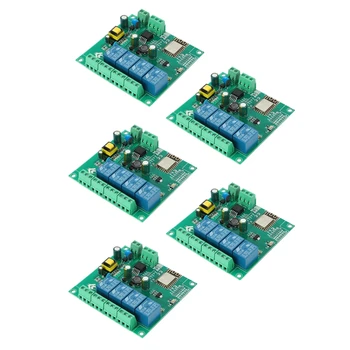 5X ESP8266 belaidis WIFI 4 kanalų relės modulis ESP-12F Wifi kūrimo plokštė Arduino AC / DC 5V / 8-80V maitinimo šaltiniui