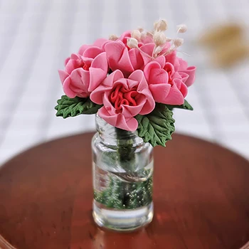 1/12 Lėlių namelio miniatiūriniai priedai Mini gėlė su buteliais Imitacinis vazos modelis Žaislai lėlių namų dekoravimui