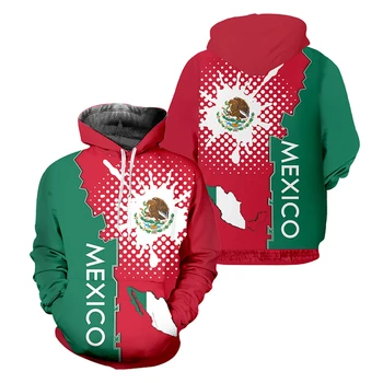 Mexico Hoodies Vyriškos moteriškos 3D Meksikos vėliavos spausdinta gatvės apranga Harajuku Hip-hop megztiniai ilgomis rankovėmis Megztiniai Drop Shipping