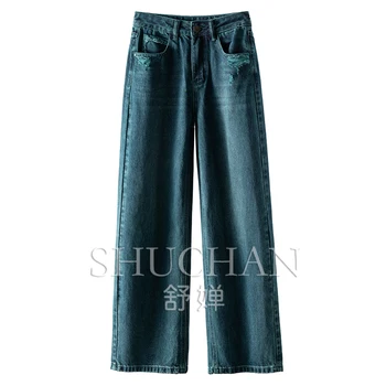100% medvilnės pantalones de mujer moteriški džinsai STRAIGHT High Street plėšytos viso ilgio gatvės drabužiai moteriškos kelnės