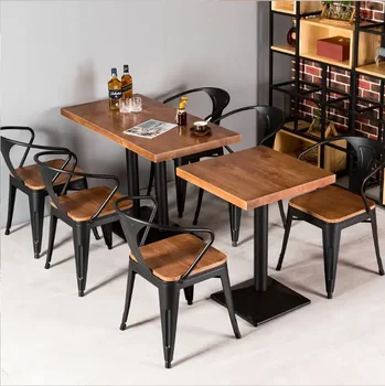Lauko pramoninis bistro Vintažiniai metaliniai baldai Restorano stalai ir kėdės restoranui ir kavinei