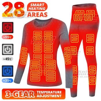 28 Sritys Žieminiai šildomi Šiluminiai apatiniai drabužiai Vyriška Moteriška šildymo striukė USB Smart Elektriniai drabužiai Šildymas Šilta medžioklė Žvejyba