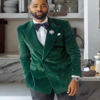 Elegantiškas žalias dvivietis smailus atlapas vyriški kostiumai Blazer elegantiškas viso komplekto oficialios 2 dalių švarko kelnės Slim Fit Siuvėjas