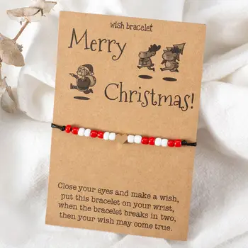 Naujas kalėdinis atvirukas Širdies formos ryžių karoliukai su reguliuojamais vaško siūlais Audimo apyrankės dovana Karštas išpardavimas