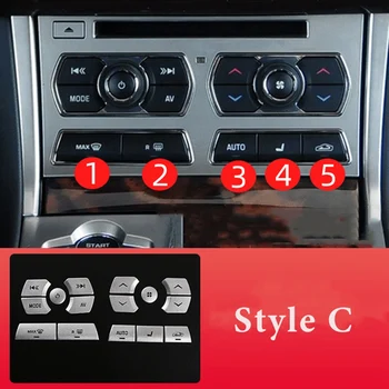 15Pcs Automobilio centrinis valdymas Multimedijos mygtuko dangtelio lipdukas Oro kondicionavimo mygtuko apdailos dangtelis Jaguar XF 2012-2015