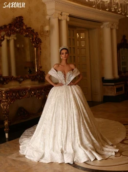 Romantiška nuo peties vestuvinė suknelė Blizgantys karoliukai Krištolinis nuotakos chalatas Grakštus grindų ilgio nuotakos suknelės Vestidos De Novia