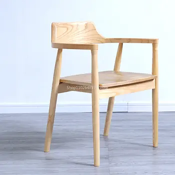 Kūrybinga minimalistinė kėdė Nordic Lounge makiažas Moderni odinė medinė Pažangi kėdė Dizaino biuras Sillasn Namų baldai