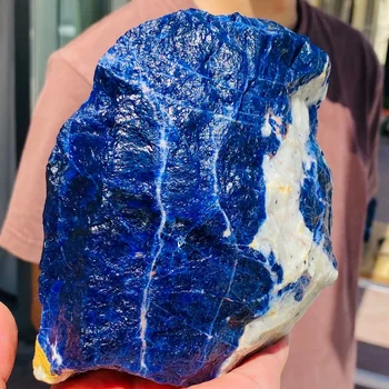 Natūralus mėlynas perlas, krištolinis kvarcas, mėlynasis sodalitas, mėlyna dryžuota akmens rūda Originalus akmens gijimo energijos perlas Namų dekoravimo amatai