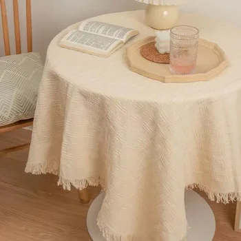 Smėlio spalvos retro megztas ilgas arbatos staliukas, valgomojo stalo užvalkalas, sofa, paprasta ir aukščiausios klasės gimtadienio dekoravimo U5Q3985