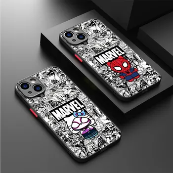 Marvel Spidermans Hello Kitty telefono dėklas, skirtas iPhone XS X SE 7 6S 11 Pro 13 12 Mini 8 Plus XR 15 Pro 14 Pro Max prabangus dangtelis