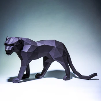 70cm Juodoji pantera 3D popieriaus modelis Ropojantis leopardas Namų dekoras Svetainės grindų dekoravimas Gyvūnų papuošalai 